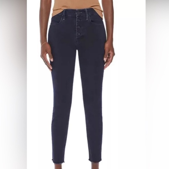 MOTHER denim The Pixie Ankle Fray Hem Jeans Holding Hands/Dark Blue Size 31